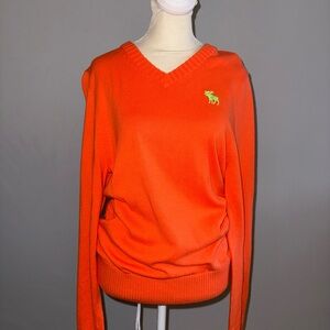 Abercrombie & Fitch Vibrant Orange V-Neck Sweater